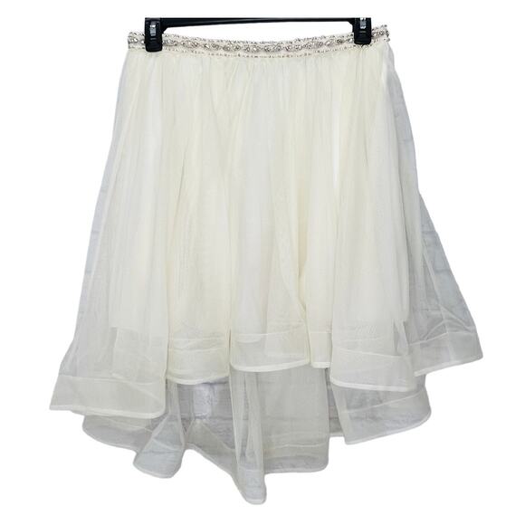 Sequin Hearts Dresses & Skirts - Sequin Hearts Juniors High Low Tulle Skirt Ivory White Layered Mini New Size 13